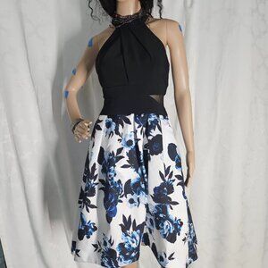 ***Stunning Black and Floral midi dress by Xscape***
